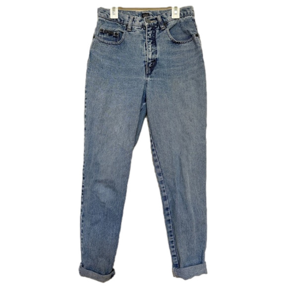 New York Jeans Vintage Light Medium Wash High Waisted Rise Mom Jeans Denim Slim - Picture 1 of 12